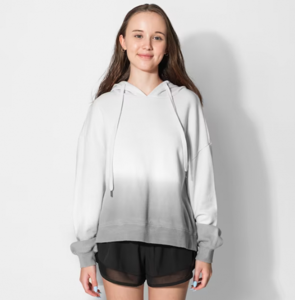 Hoodie Ombre dari Putih ke Abu-abu